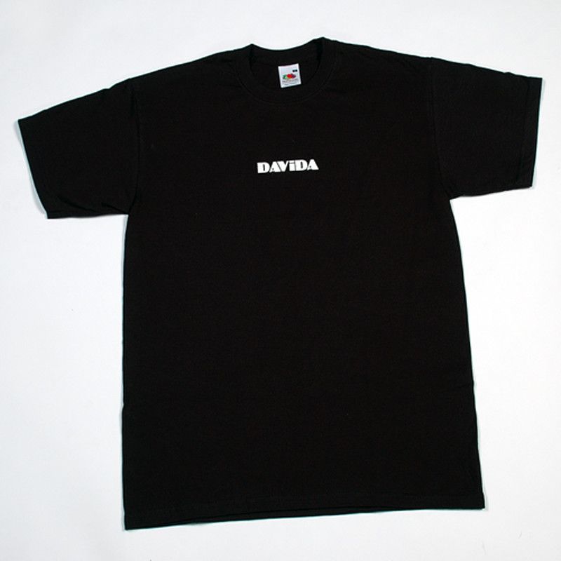 Davida T-Shirts - Black with White Davida Typestyle Logo - Davida Motorcycle helmets