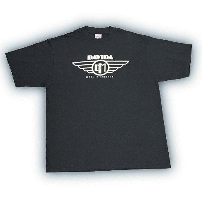 Davida T-Shirts  - Black with White Davida Wing Logo - Davida Motorcycle helmets