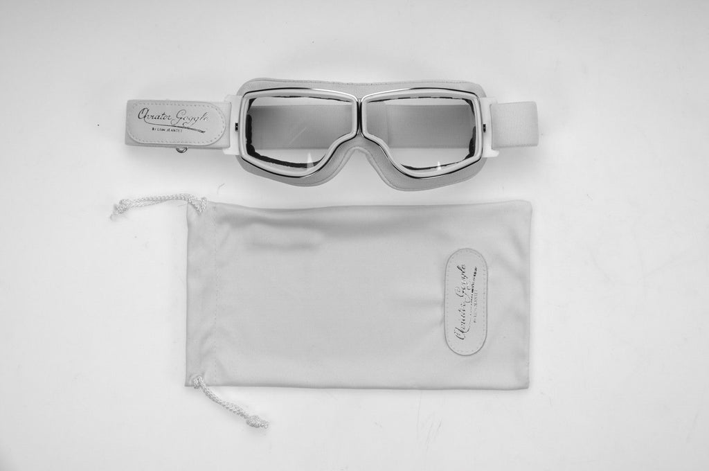 Aviator Retro Pilot T2 Optical Goggles - White Leather – Davida SMML